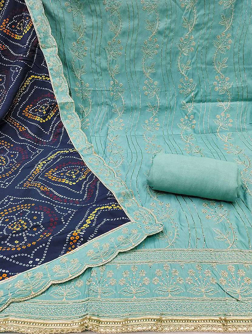 women solid with work embroidered unstitched suit set - 22182693 -  Standard Image - 3