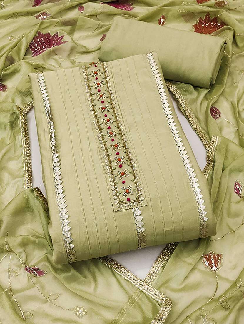 women solid with work embroidered unstitched suit set