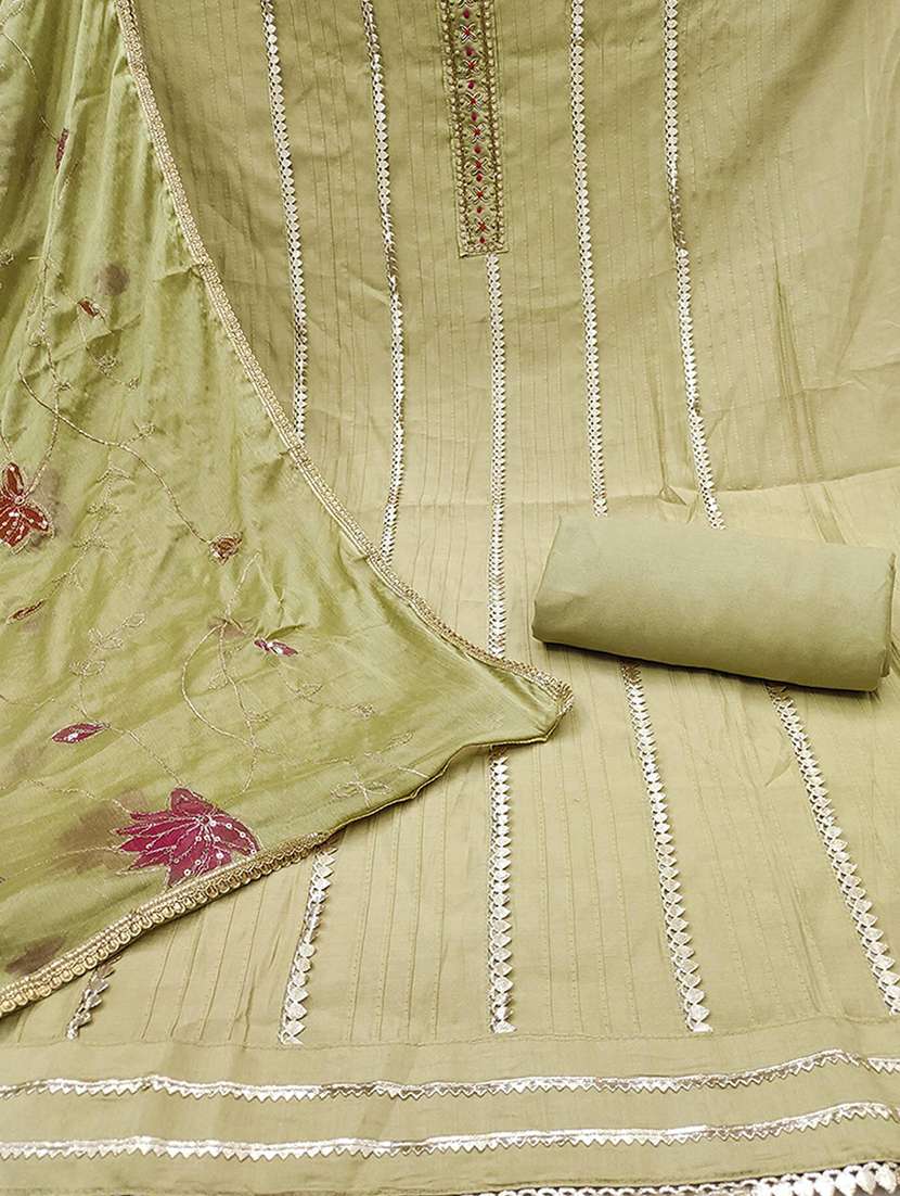 women solid with work embroidered unstitched suit set - 22182698 -  Standard Image - 3