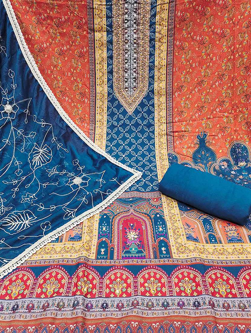 women printed embroidered unstitched suit set - 22182736 -  Standard Image - 3