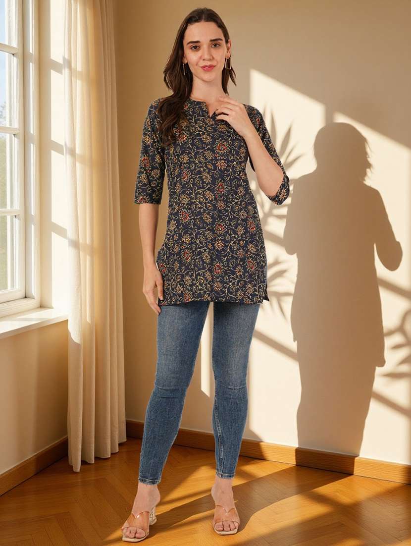 women printed three quarter sleeve straight kurti - 22182781 -  Standard Image - 5