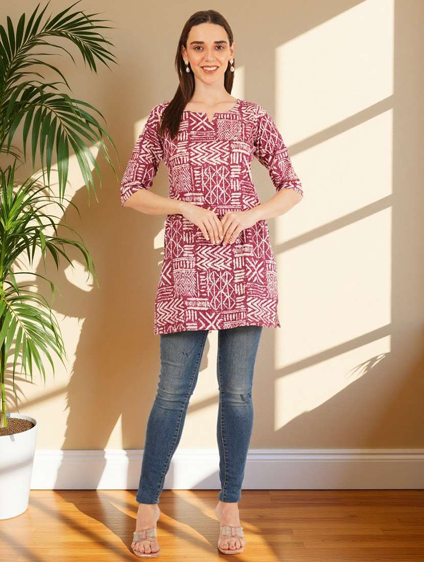 maroon cotton aline kurti - 22182789 -  Standard Image - 8