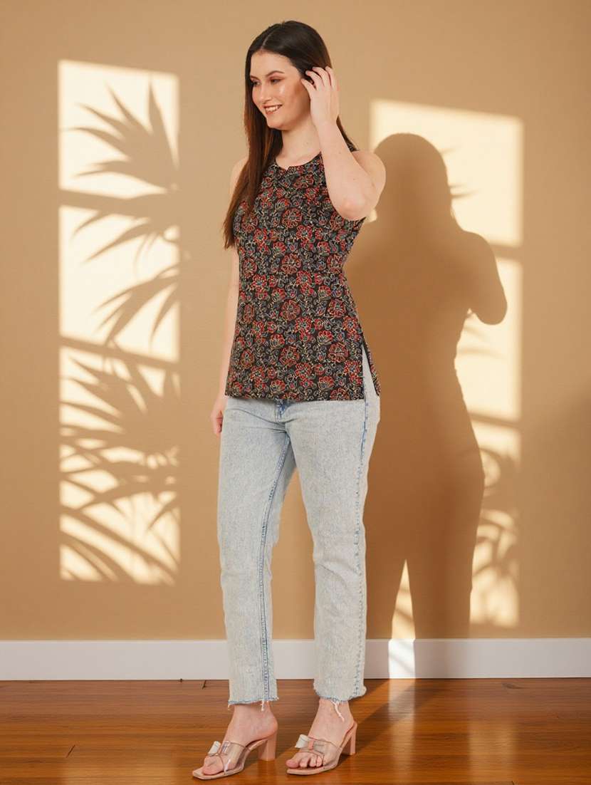 women printed sleeveless straight kurti - 22182795 -  Standard Image - 5