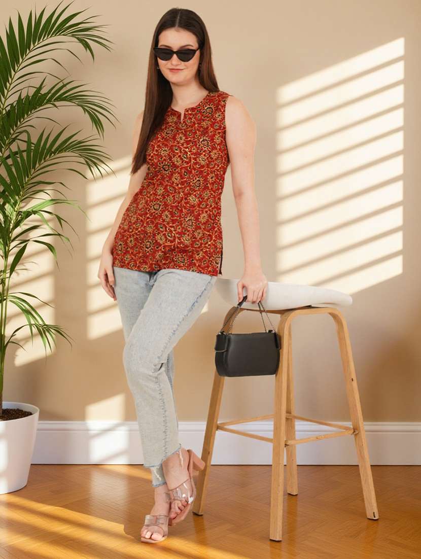 women printed sleeveless straight kurti - 22182797 -  Standard Image - 5