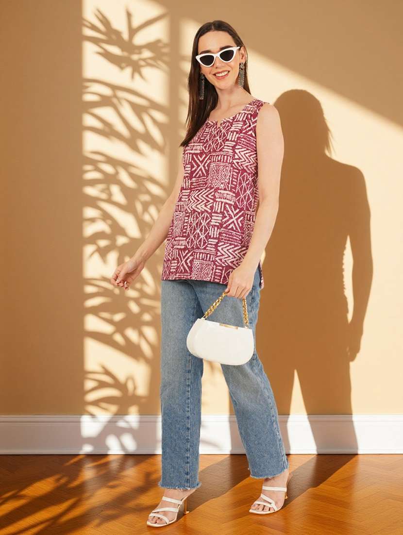 women printed sleeveless straight kurti - 22182801 -  Standard Image - 5