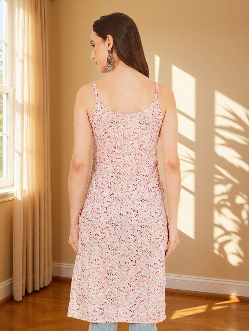 women printed shoulder strap straight kurta - 22182812 -  Standard Image - 3