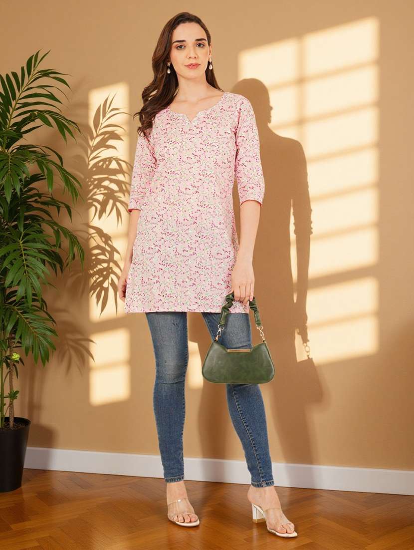women printed three quarter sleeve straight kurti - 22182821 -  Standard Image - 5