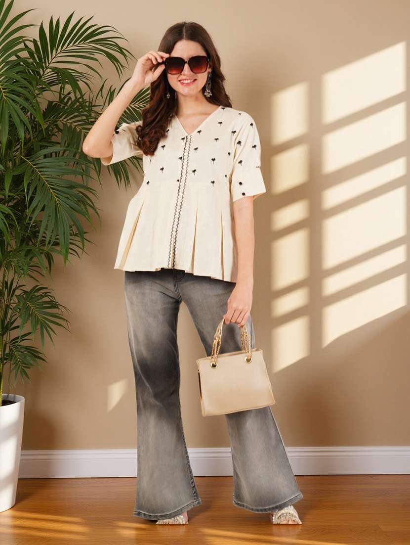 women embroidered puff sleeve peplum top - 22182824 -  Standard Image - 8