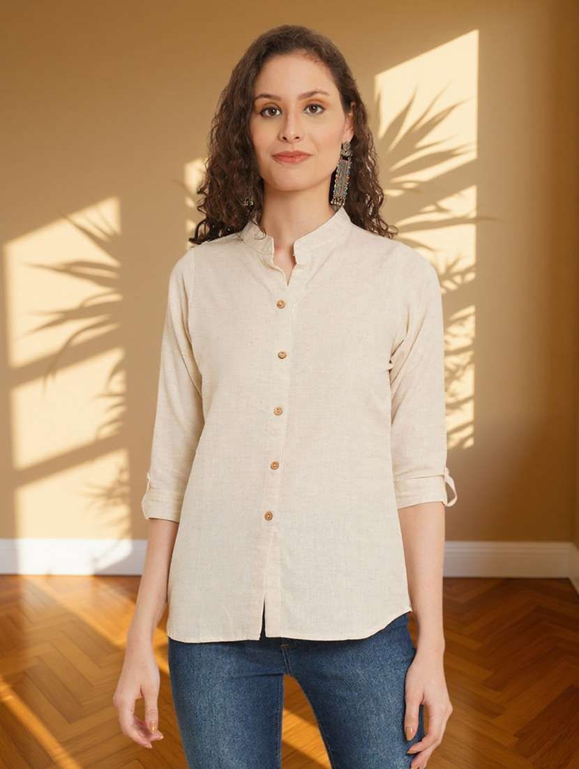 women solid three quarter sleeve regular top