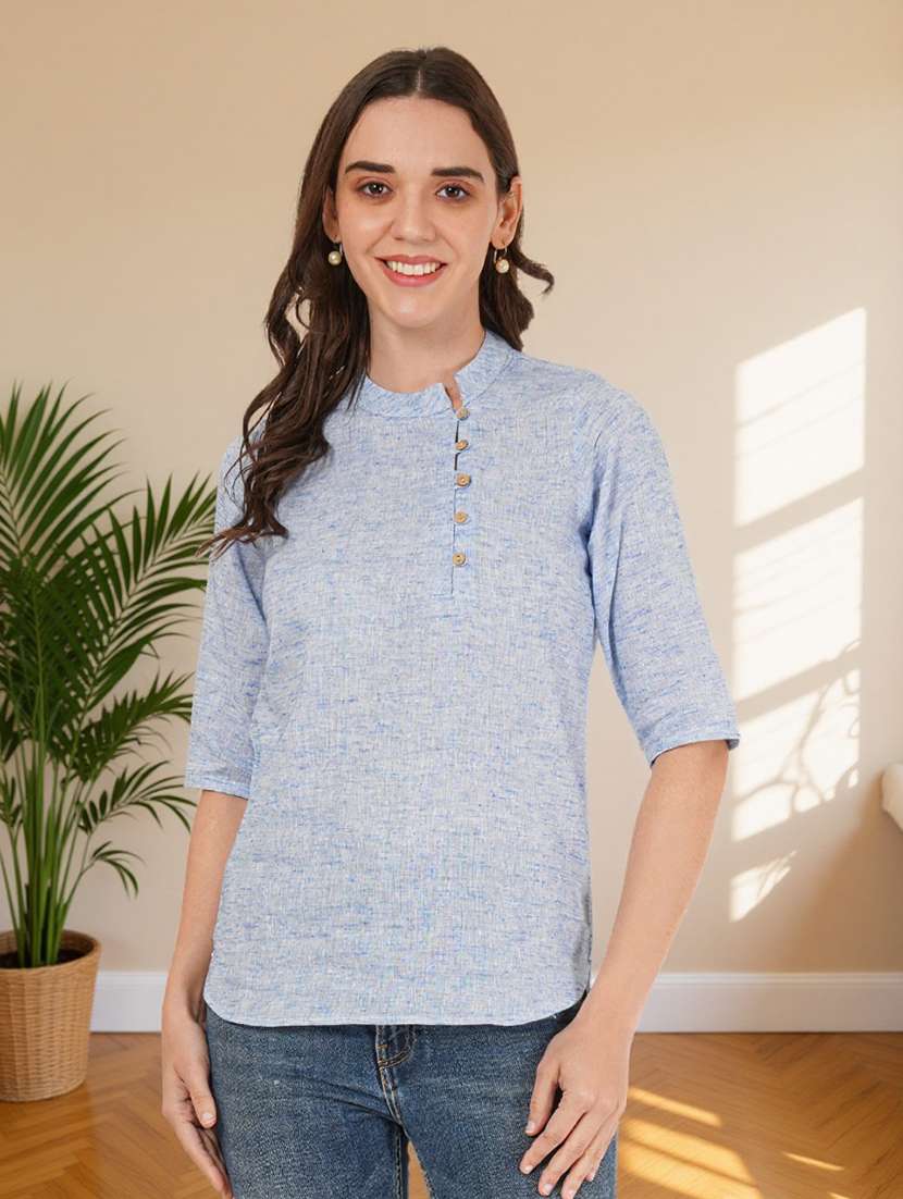 women solid three quarter sleeve regular top