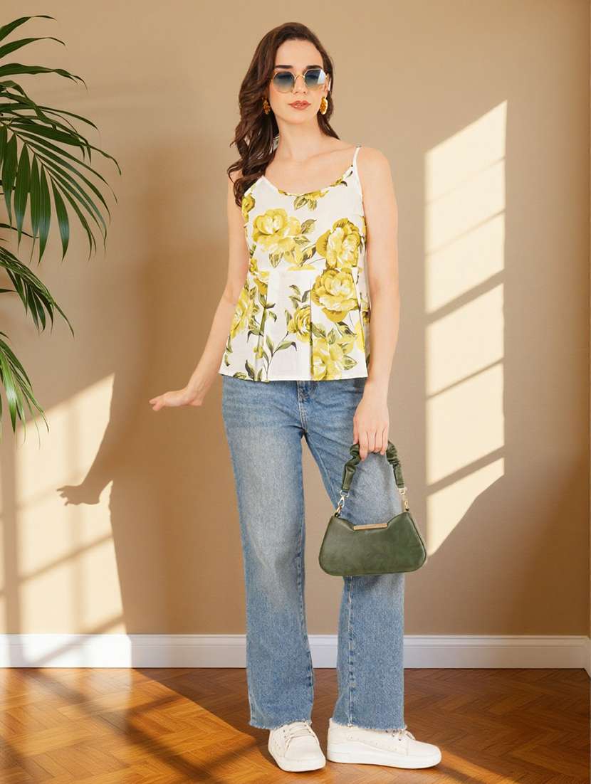 women floral print shoulder strap peplum top - 22182843 -  Standard Image - 5