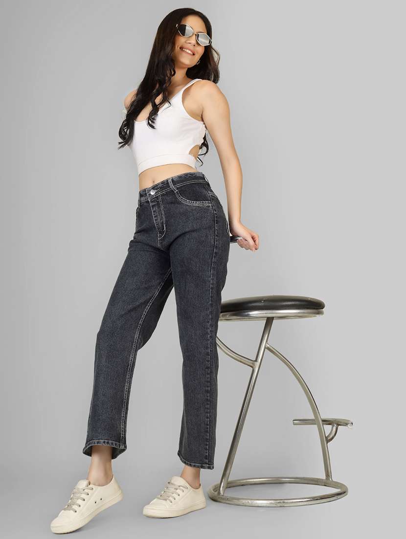 women solid mid rise straight fit jean - 22182849 -  Standard Image - 5