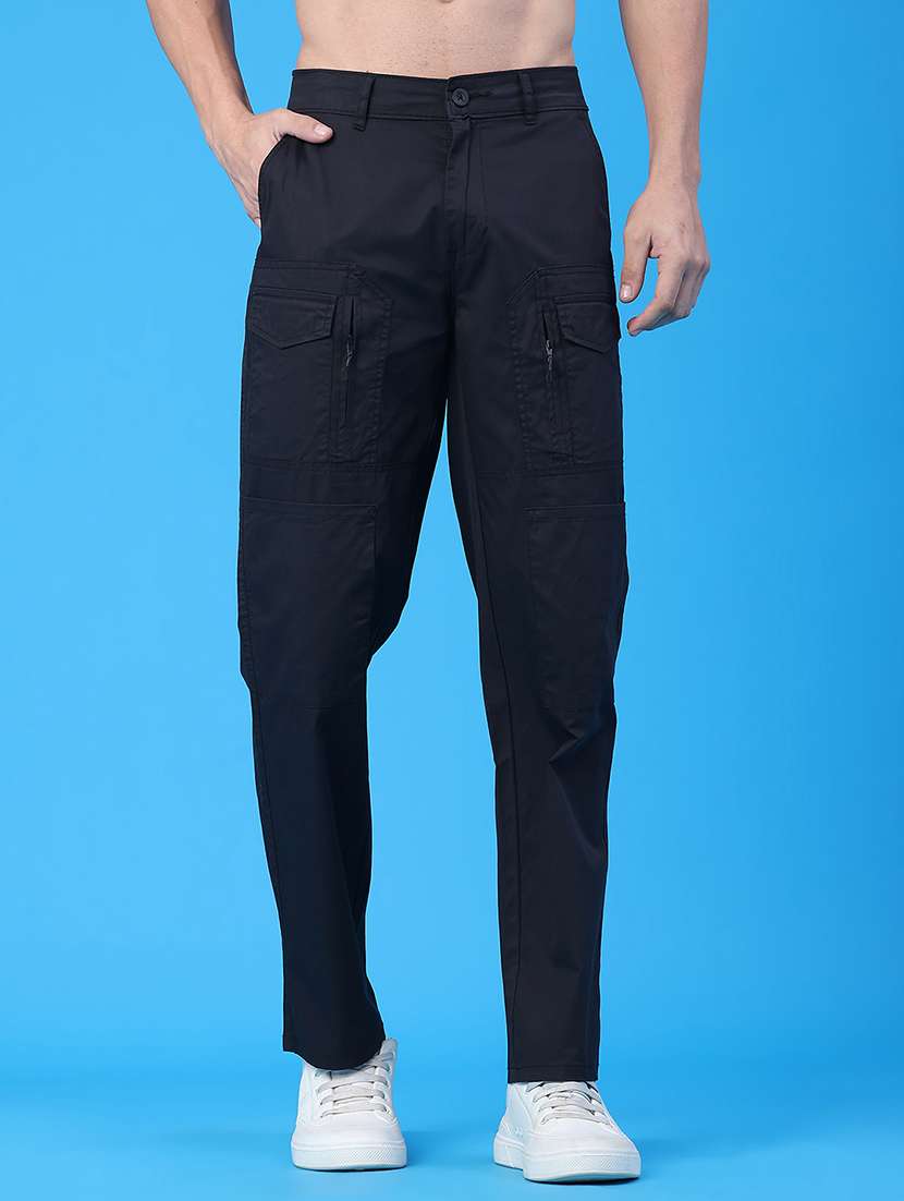 men solid mid rise cargo