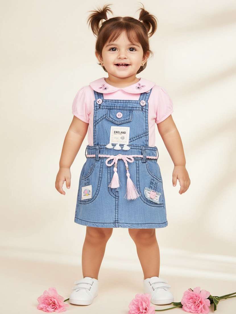 pink cotton combo infant twin set