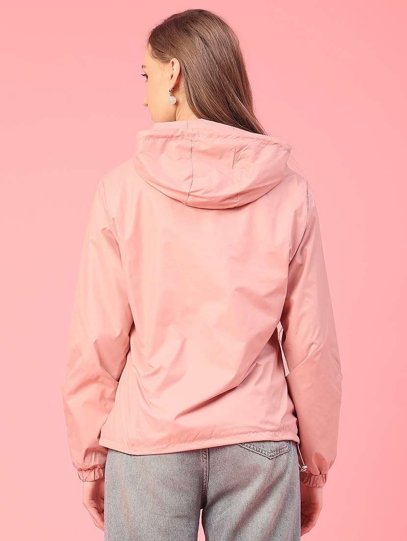 women solid long sleeve hooded windcheater jacket - 22182911 -  Standard Image - 3