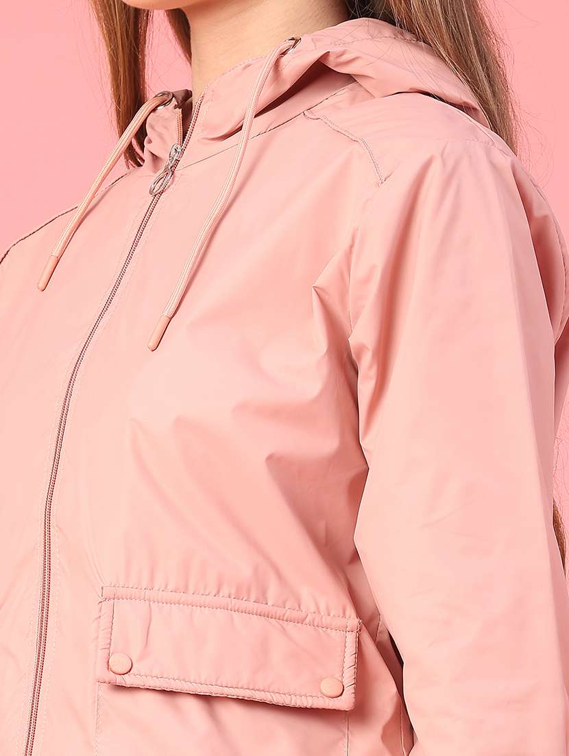 women solid long sleeve hooded windcheater jacket - 22182911 -  Standard Image - 5