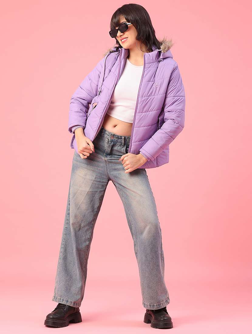 women solid long sleeve puffer jacket - 22182928 -  Standard Image - 3