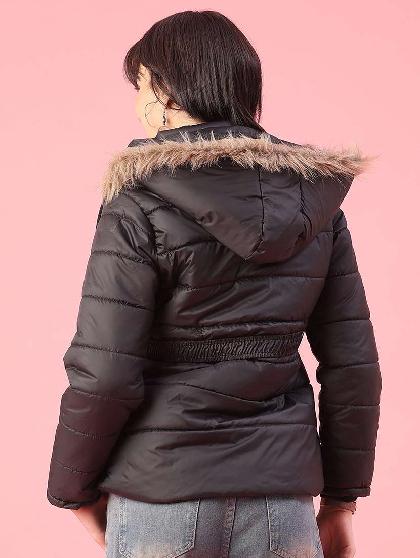 women solid long sleeve puffer jacket - 22182929 -  Standard Image - 3