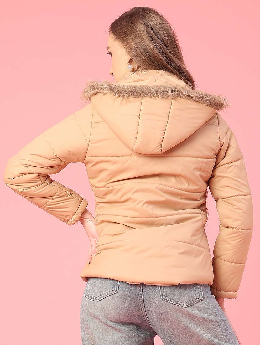 women solid long sleeve hooded puffer jacket - 22182932 -  Standard Image - 3