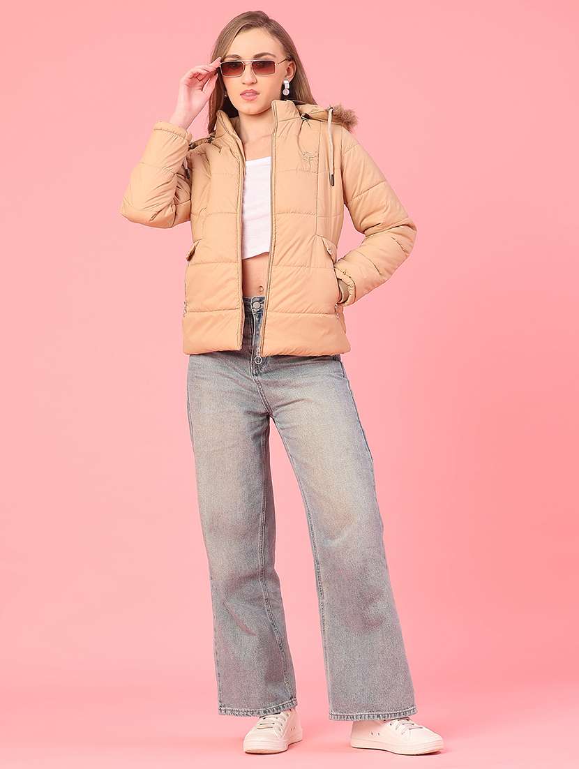 women solid long sleeve hooded puffer jacket - 22182932 -  Standard Image - 5