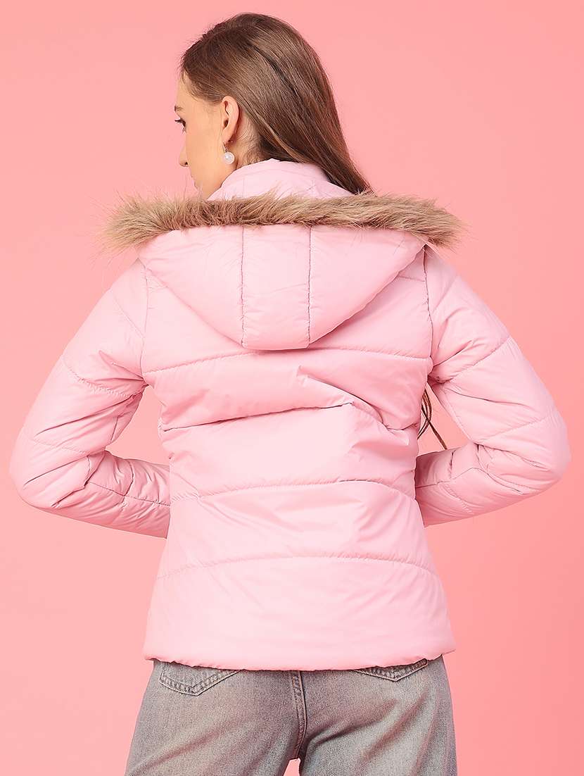 women solid long sleeve hooded puffer jacket - 22182934 -  Standard Image - 3