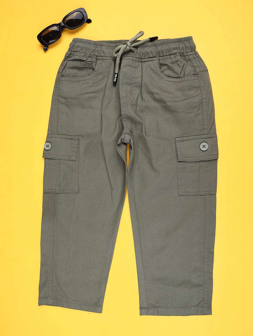 boys solid mid rise cargo