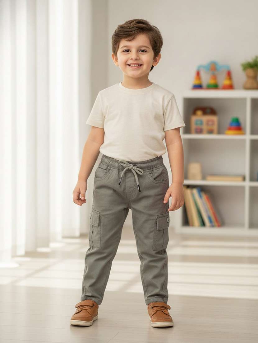 boys solid mid rise cargo