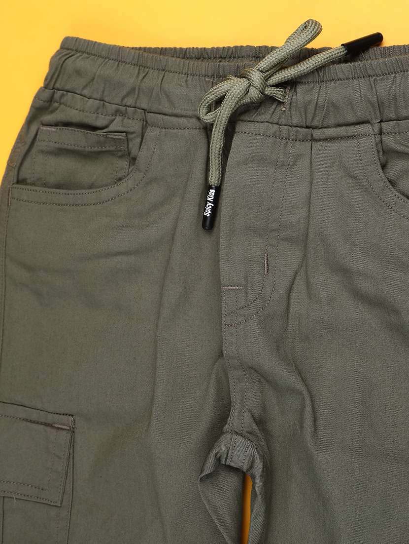 Boys Solid Mid Rise Cargo - 22182940 -  Standard Image - 3