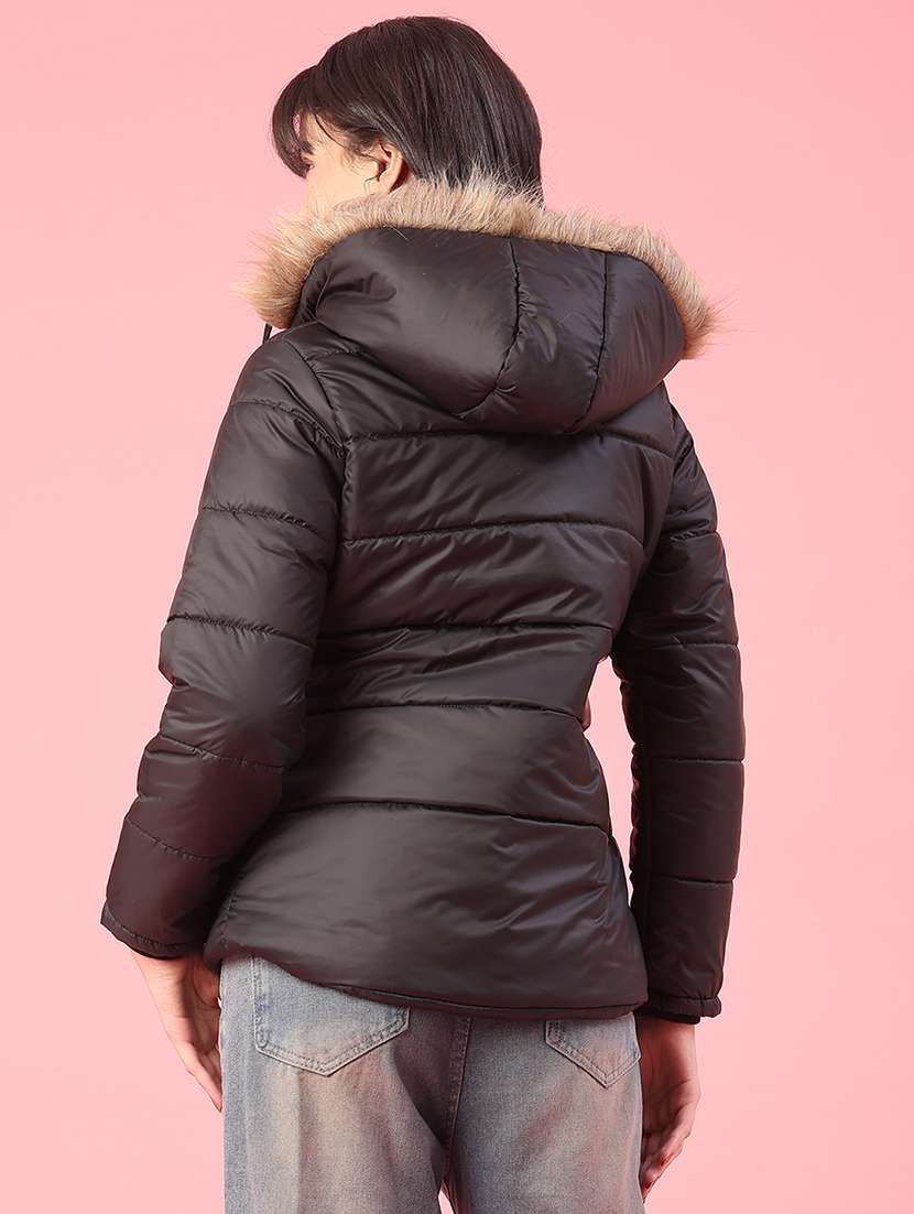 women solid long sleeve puffer jacket - 22182952 -  Standard Image - 3