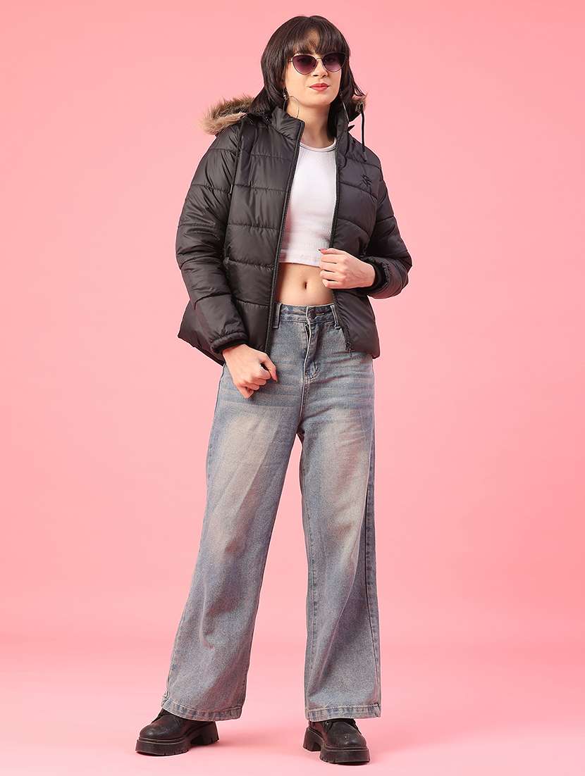 women solid long sleeve puffer jacket - 22182952 -  Standard Image - 5