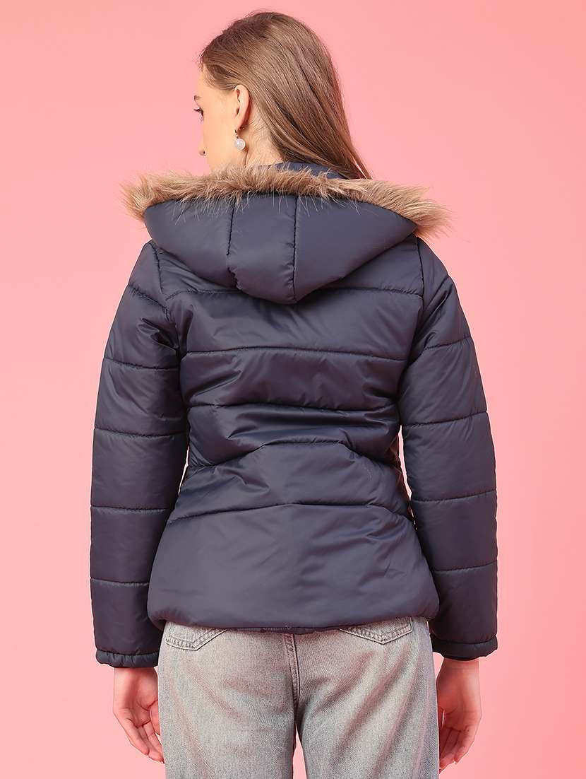 women solid long sleeve hooded puffer jacket - 22182953 -  Standard Image - 3