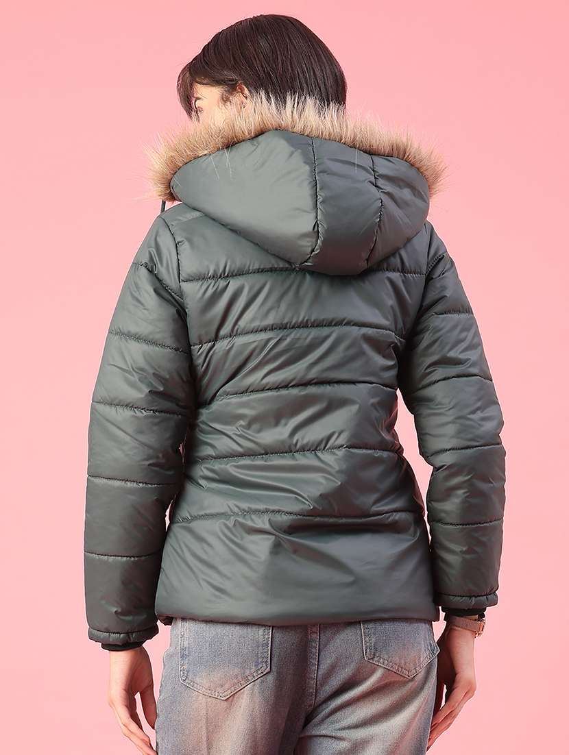 women solid long sleeve puffer jacket - 22182955 -  Standard Image - 3