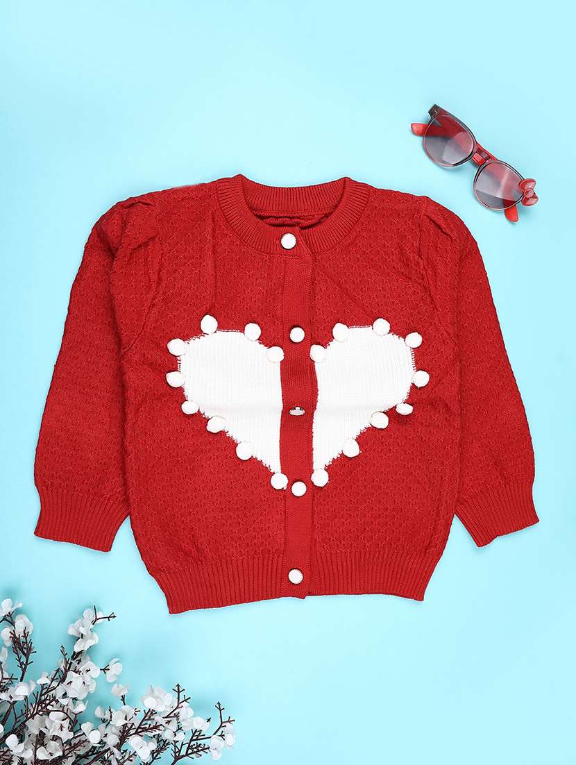 girls self designed long sleeve cardigan