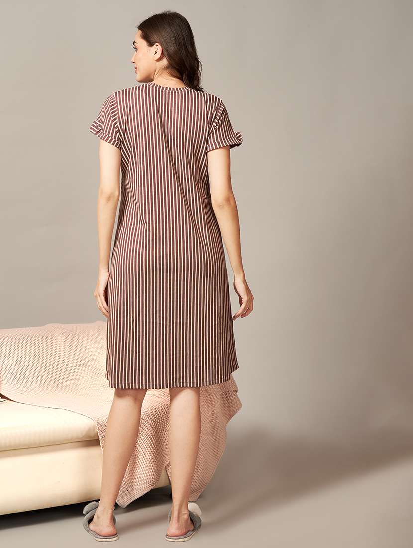women striped short sleeve sleepshirt - 22183078 -  Standard Image - 3