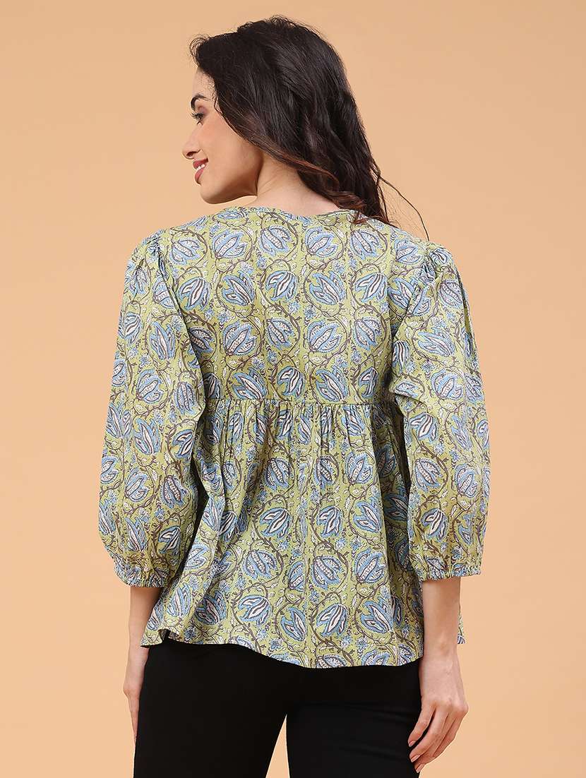 women floral three quarter sleeve flared tunic - 22183152 -  Standard Image - 3