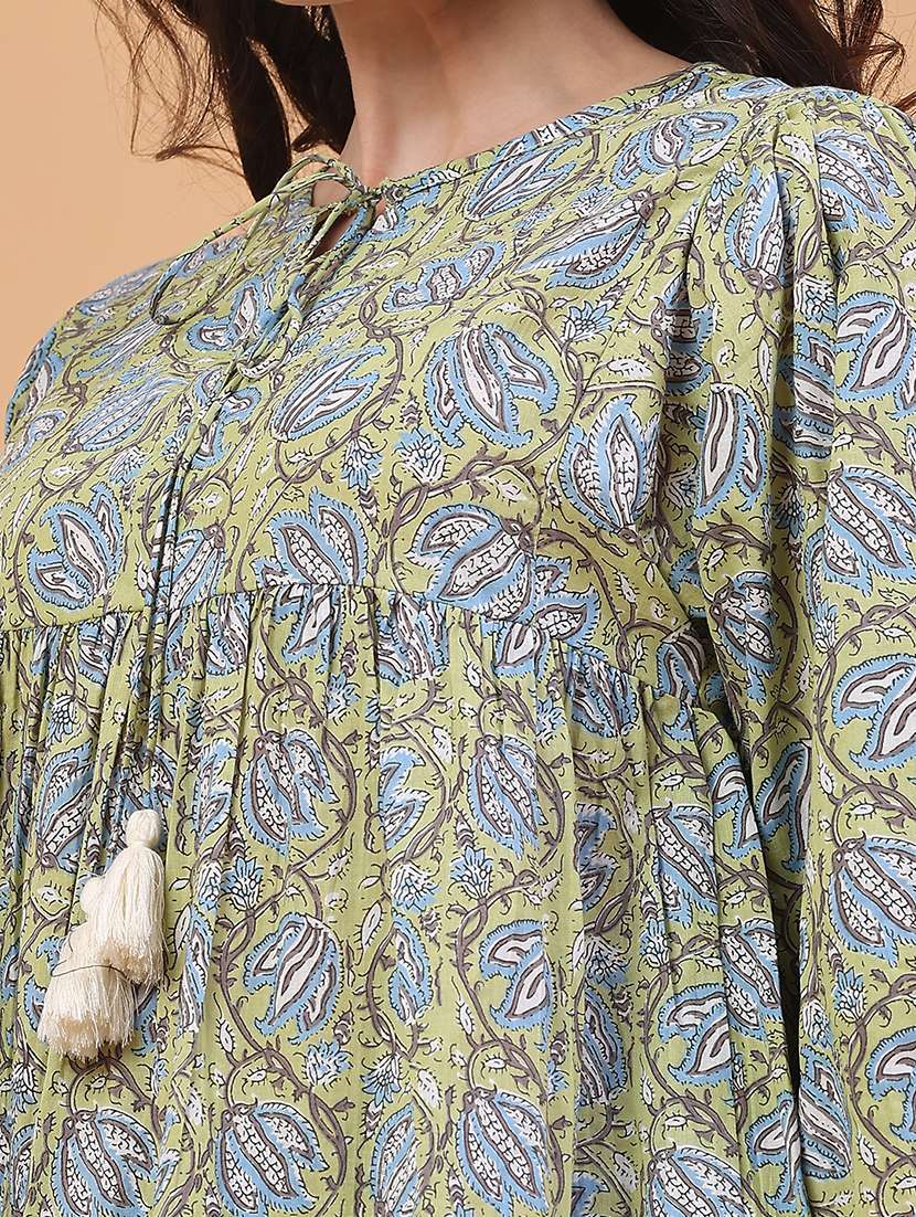 women floral three quarter sleeve flared tunic - 22183152 -  Standard Image - 5