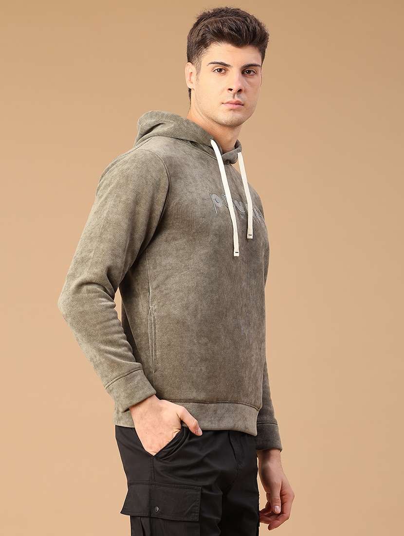 men solid long sleeve hooded sweatshirt - 22183167 -  Standard Image - 3