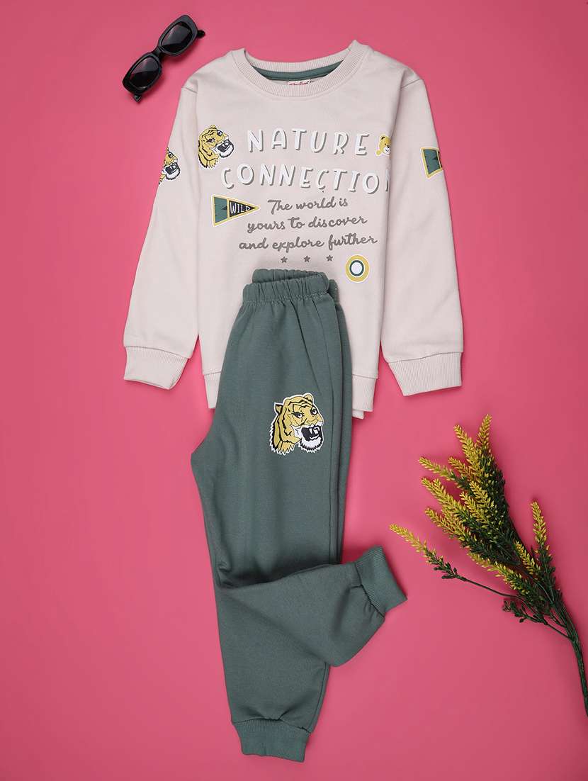 boys printed long sleeve full length co-ord set