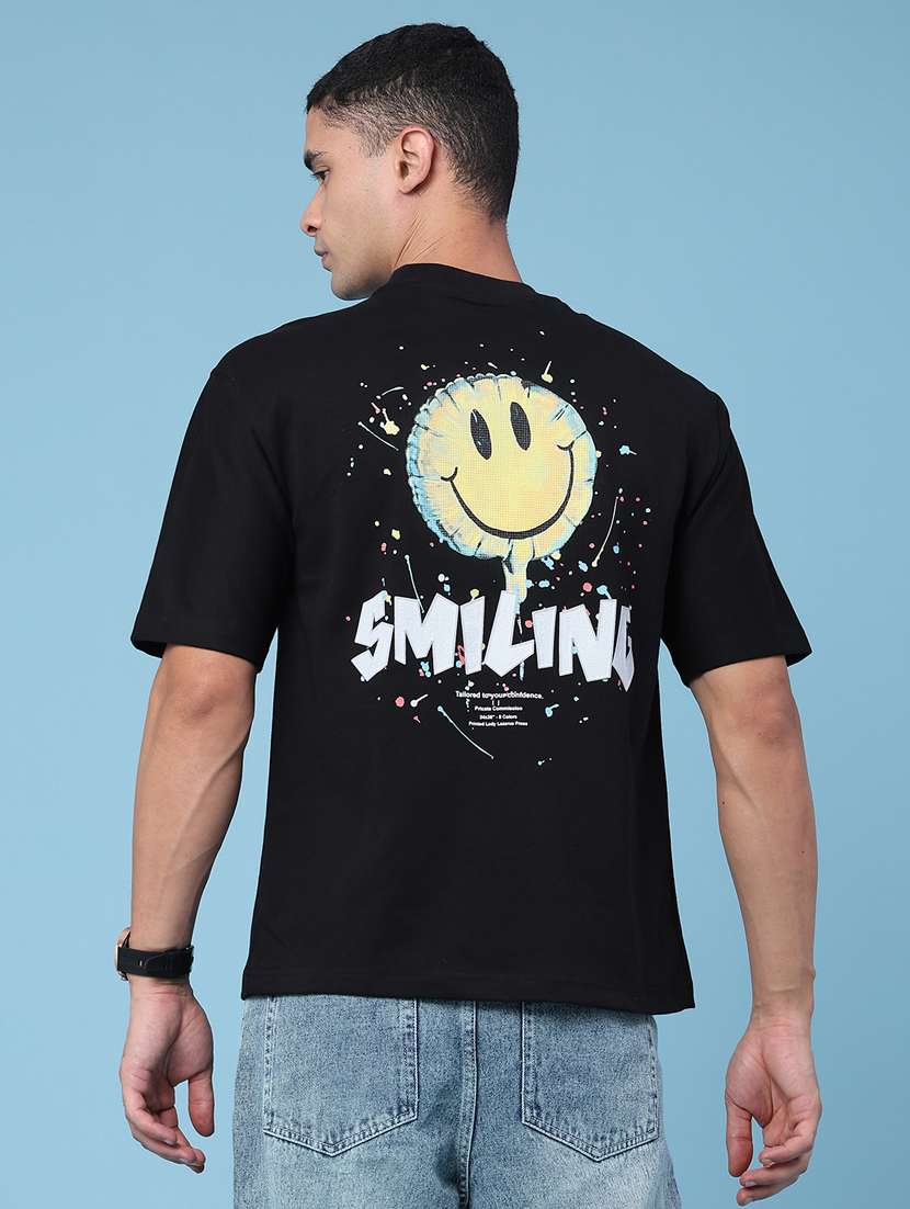 men printed round neck regular t-shirt