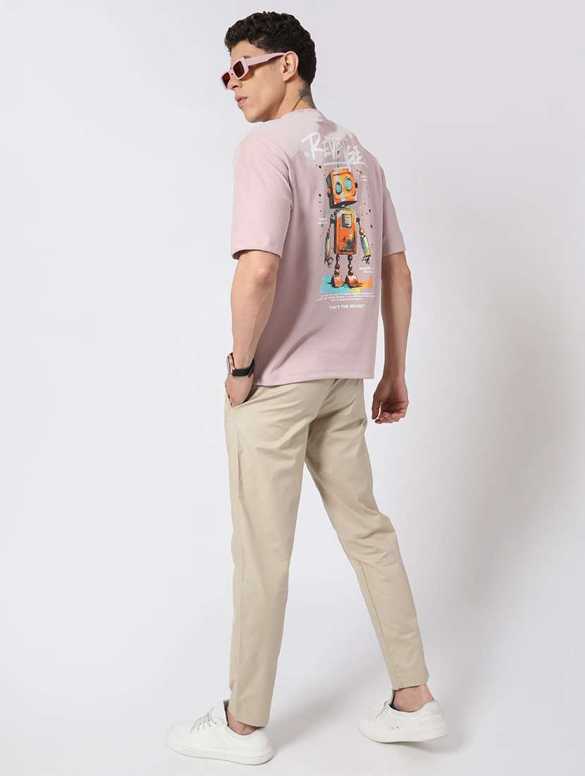 beige cotton blend front & back print tshirt - 22183228 -  Standard Image - 3