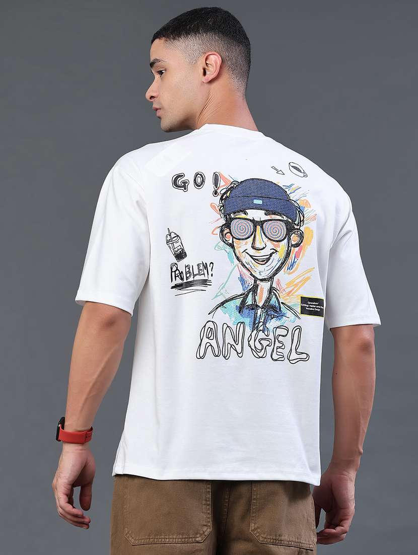 men printed round neck loose fit t-shirt