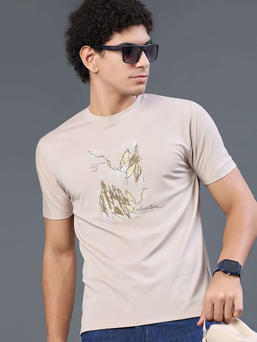 men printed round neck regular t-shirt