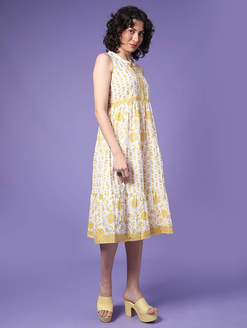women floral sleeveless tiered ethnic dress - 22183239 -  Standard Image - 3