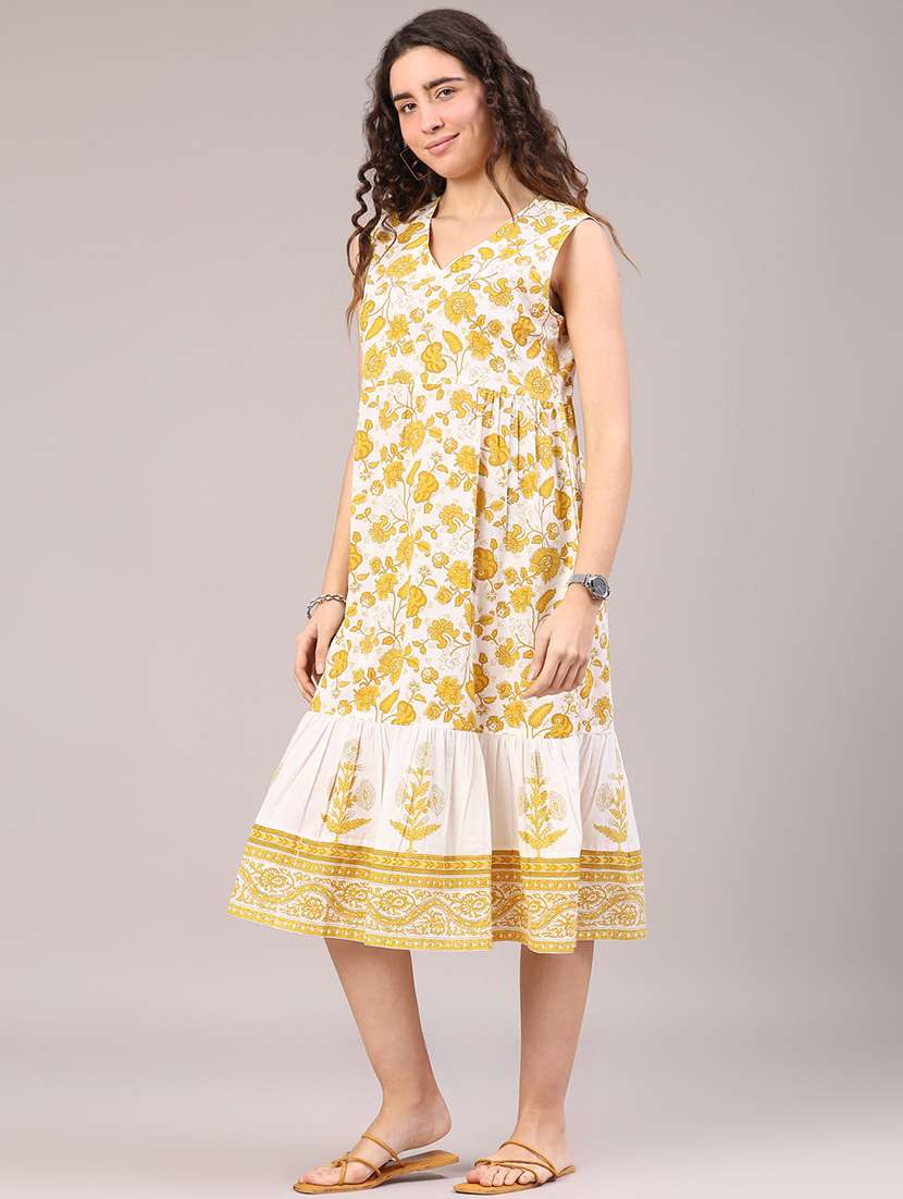 women floral sleeveless tiered ethnic dress - 22183240 -  Standard Image - 3