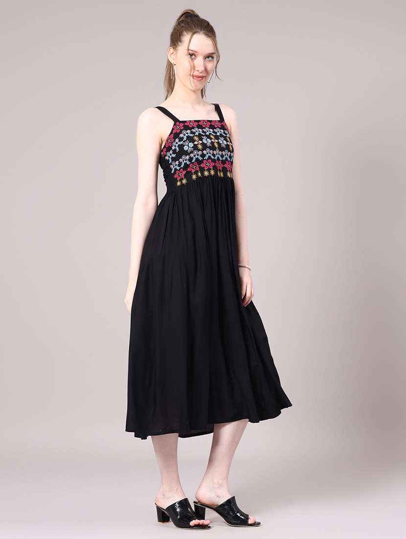 women black rayon tiered dress dress - 22183241 -  Standard Image - 3