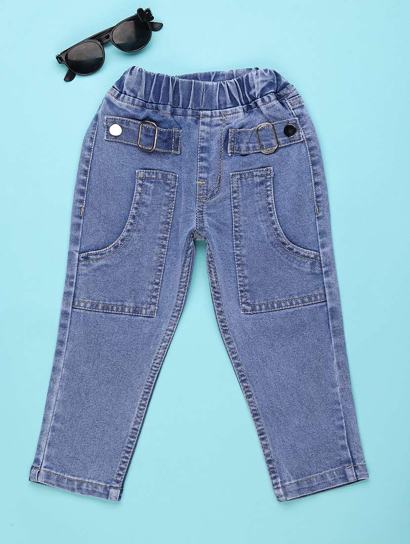 girls solid mid rise straight jean