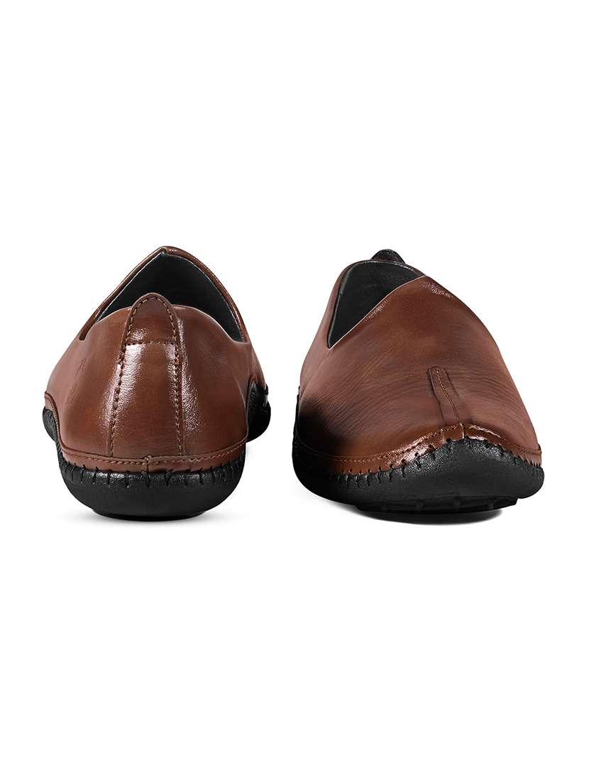 men tan slip on mojari - 22183284 -  Standard Image - 3