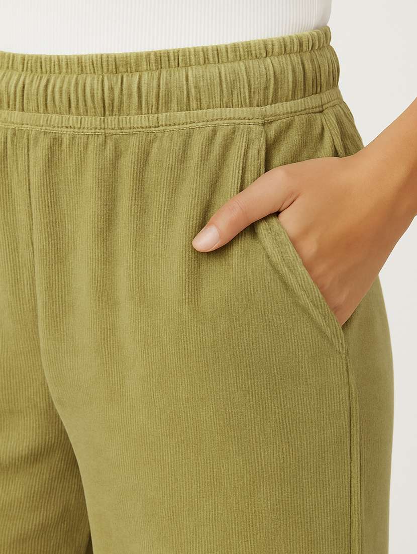 women solid high rise wide leg track pant - 22183289 -  Standard Image - 5