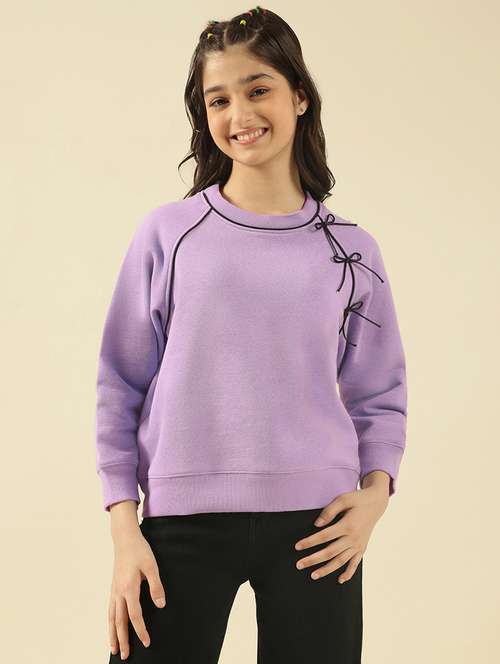 girls solid long sleeve sweatshirt - 22183352 -  Standard Image - 0