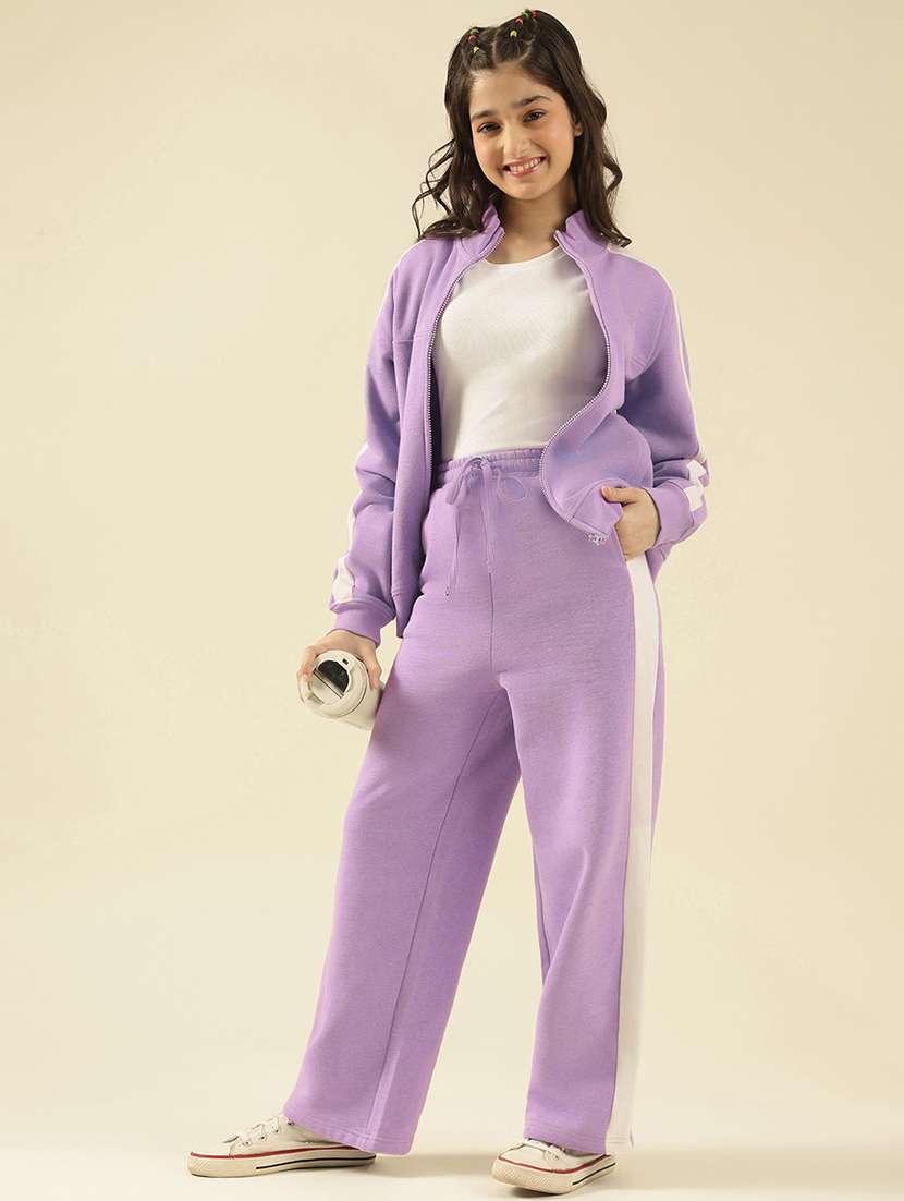 girls solid active wear co-ord set